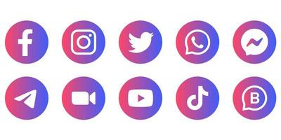 Social-Media-Symbole mit Farbverlauf kostenlos eingestellt vektor