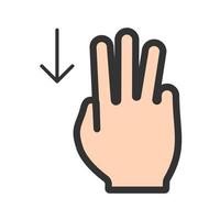 Drei Finger nach oben gefülltes Liniensymbol vektor