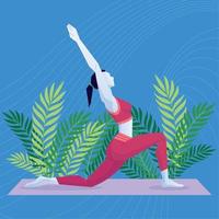 isolerade flicka karaktär gör yoga stretching övningar vektor
