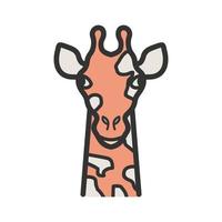 Symbol für gefüllte Linie mit Giraffengesicht vektor