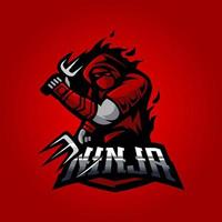 röd ninja maskot logotyp vektor