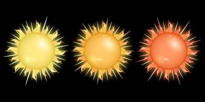 niedliche zeichen sonne 3d cartoon isoliert schwarzer hintergrund vektor