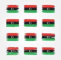 Libyen-Flaggen-Pinselsammlungen. Nationalflagge vektor