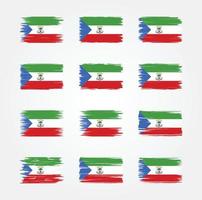 äquatorialguinea-flaggenbürstensammlungen. Nationalflagge vektor
