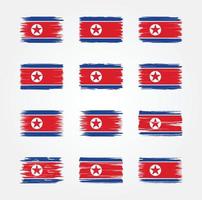 samlingar av borstar för nordkoreas flagga. National flagga vektor