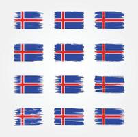 samlingar av borstar för islandsflagga. National flagga vektor
