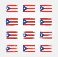 puerto rico flag pinselsammlungen. Nationalflagge vektor