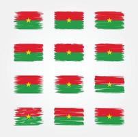 Burkina-Faso-Flaggen-Pinselsammlungen. Nationalflagge vektor