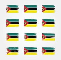 samlingar av moçambiques flaggborste. National flagga vektor