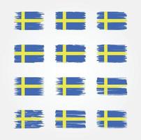 sverige flagga borstsamlingar. National flagga vektor