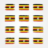 samlingar av uganda flaggborste. National flagga vektor