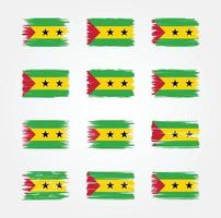 sao tome flaggborstesamlingar. National flagga vektor