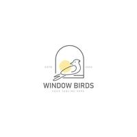 vogel mit fensterlinie logo design icon illustration vektor