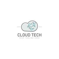 moln med anslutning teknik logotyp design ikon illustration vektor