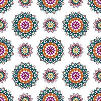 Ikat abstraktes geometrisches Mandala ethnisches nahtloses Musterdesign. aztekischer Stoff Teppich Mandala Ornamente Textildekorationen Tapete. Tribal Boho native Mandalas Truthahn traditioneller Stickvektor vektor
