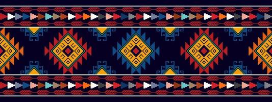 ikat ethnisches nahtloses musterdesign. aztekischer Stoff Teppich Mandala Ornamente Textildekorationen Tapete. tribal boho native ethnische türkei traditionelle stickerei vektor hintergrund