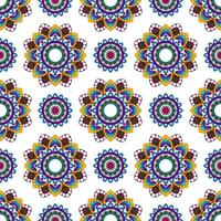 Ikat abstraktes geometrisches Mandala ethnisches nahtloses Musterdesign. aztekischer Stoff Teppich Mandala Ornamente Textildekorationen Tapete. Tribal Boho native Mandalas Truthahn traditioneller Stickvektor vektor