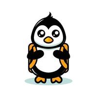 söt pingvin maskot skoltema vektor