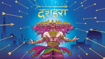 kreativ vektorillustration av lord rama som dödar ravana i glad dussehra navratri affischfestival i Indien. översättning dussehra vektor