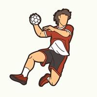 männlicher spieler des handballsports der karikatur vektor
