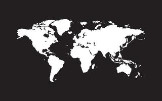 Weltkartenvektor isoliert auf schwarzem Hintergrund. Flacher Erdkartenvektor. Weltkarte-Vektorillustrationen. Weltkartensymbol ähnliches Design. vektor