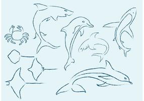 Sea Life Sketches vektor