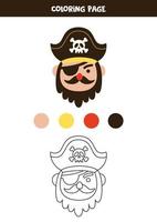 Farbe handgezeichneter Pirat. Arbeitsblatt für Kinder. vektor