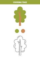 Farbe handgezeichneter grüner Baum. Arbeitsblatt für Kinder. vektor