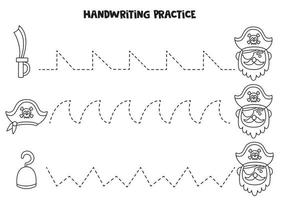 spårningslinjer för barn. piratelement. skrivövning. vektor