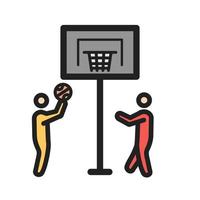 Kinder, die Basketball spielen, gefülltes Liniensymbol vektor