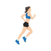 muskulöse erwachsene frau, die läuft oder joggt. Trainingsübung. marathonsportler beim sprint im freien - einfache flache vektorillustration. vektor