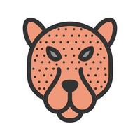 leopard ansikte fylld linje ikon vektor