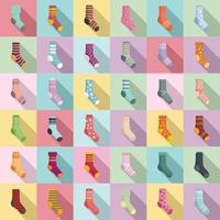 Socken-Icons gesetzt, flacher Stil vektor