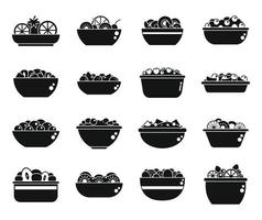 Obstsalat-Symbole setzen einfachen Vektor. Mahlzeit Kalorien vektor