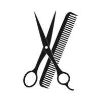 Friseurschere und Kamm schwarze Silhouette Symbol vektor