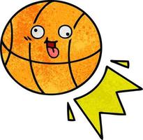 Retro-Grunge-Textur-Cartoon-Basketball vektor