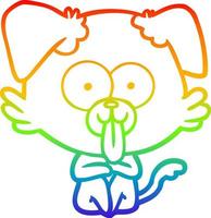 Regenbogengradientenlinie zeichnet Cartoon-Hund mit herausgestreckter Zunge vektor