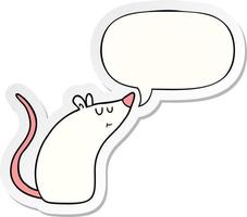 Cartoon weiße Maus und Sprechblasenaufkleber vektor