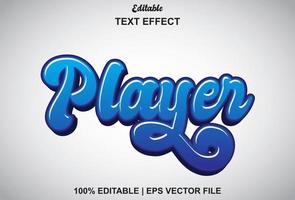 Player-Texteffekt mit blauer Farbe für Logo, Marke und mehr vektor