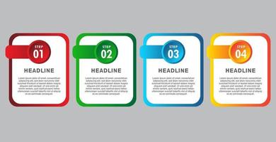 4 stadier av färgglada infografiska element. design för banners, presentationer och mer. vektor