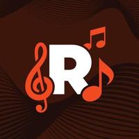 musik alfabetet r logotyp vektor