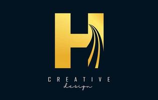 kreativ gyllene bokstav h-logotyp med ledande linjer och vägkonceptdesign. bokstaven h med geometrisk design. vektor