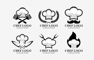 Chef-Logo-Restaurant und kulinarisches Logo-Set vektor