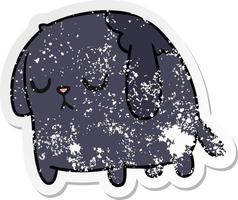 beunruhigter Aufkleber-Cartoon des niedlichen traurigen kawaii Hundes vektor