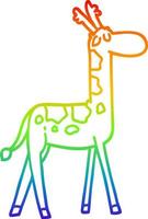 Regenbogen-Gradientenlinie Zeichnung Cartoon lustige Giraffe vektor