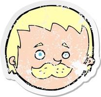Retro-Distressed-Aufkleber eines Cartoon-Mannes mit Schnurrbart vektor