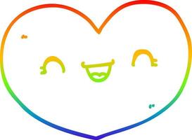 Regenbogen-Gradientenlinie, die Cartoon-Liebesherz zeichnet vektor