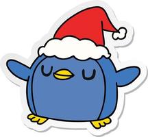 jul klistermärke tecknad av kawaii pingvin vektor