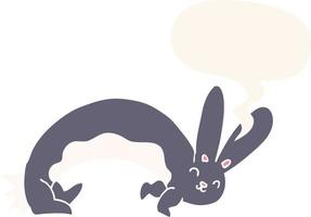 lustige Cartoon-Kaninchen und Sprechblase im Retro-Stil vektor