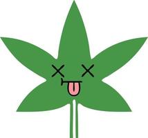 platt färg retro tecknad marijuana blad vektor